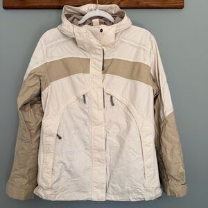 Helly Hansen Neutral Tan Cream Ski Snow Winter Coat Stained